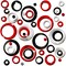 Outus 72 Pieces Wall Stickers Acrylic Circle Mirror Removable Round Dots Mirror Wall Decoration Wall Decals Murals for Home Living Room Bedroom Decor(Silver, Red, Black)